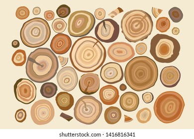 tree ring hand drawn doodle illustrations vector set
