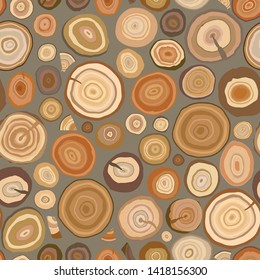 tree ring hand drawn doodle illustrations vector seamless pattern