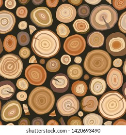 tree ring hand drawn doodle illustrations vector seamless pattern