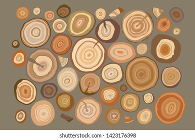 tree ring hand drawn doodle illustrations vector set