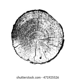 Tree Ring, Log, Wood Trunk. Black And White. Vector Illustration EPS 10 Isolated On White Background