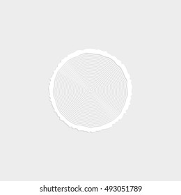 tree ring and saw cut tree trunk - white vector  icon with shadow