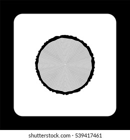 Tree Ring And Saw Cut Tree Trunk  - Black Vector Icon