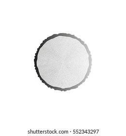 tree ring and saw cut tree trunk - black  vector icon