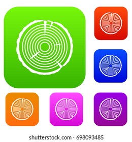 Tree ring set icon in different colors isolated vector illustration. Premium collection