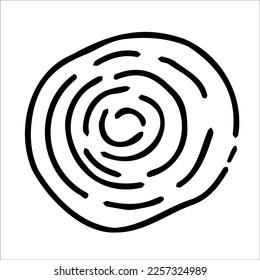 Tree ring wood circle. Vector illustration hand drawn. Hand drawn tree ring pattern, line ripple circle wood texture. Wood organics. 
