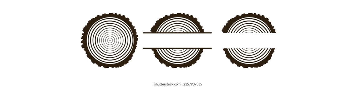 Tree Rings Annual Tree Rings . Saw cut tree trunk Tree growth rings.  trunk cross-section. Flat Icon. Logo Template.