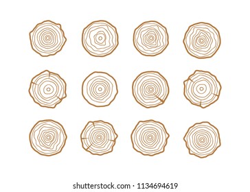 Tree rings background. Abstract age annual circle tree vector