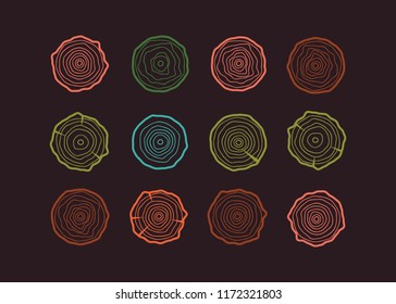 Tree rings background. Abstract age annual circle tree vector