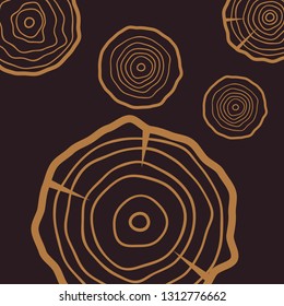 Tree rings background. Abstract age annual circle tree vector