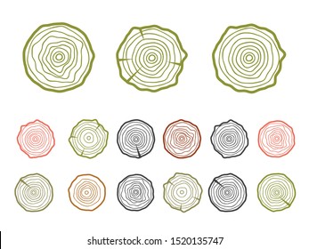 Tree rings background. Abstract age annual circle tree vector