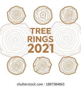 Tree rings background. Abstract age annual circle tree vector