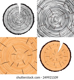 Tree rings background annual tree set vector