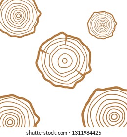 Tree rings background. Saw cut tree trunk texture. Wood texture vector