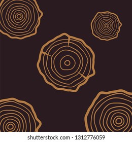 Tree rings background. Saw cut tree trunk texture. Wood texture vector