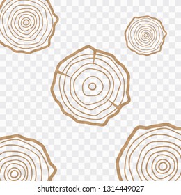 Tree rings background. Saw cut tree trunk texture. Wood texture vector