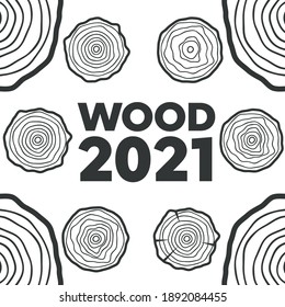 Tree rings background. Saw cut tree trunk texture. Wood texture vector