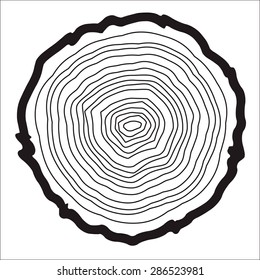 Tree rings background and saw cut tree trunk vector, forestry and sawmill