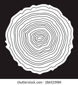 Tree rings background and saw cut tree trunk vector, forestry and sawmill