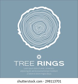 Tree rings background and saw cut tree trunk vector, forestry and sawmill. Blue background