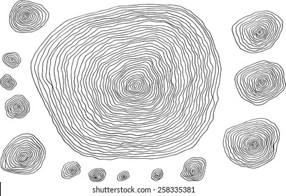 Tree rings background. Vector illustration. Hand drawn.