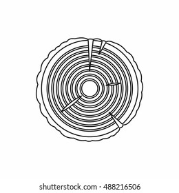 Tree rings icon in outline style isolated on white background