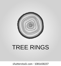 Tree rings icon. Tree rings symbol. Flat design. Stock - Vector illustration