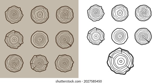 Tree Rings Icons, Concept Of Saw Cut Runk