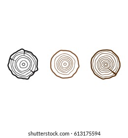 Tree rings icons, concept of saw cut runk