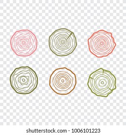 Tree rings icons vector illustration. Abstract age annual. Circle tree background