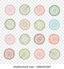 Tree rings icons vector illustration. Abstract age annual. Circle tree background