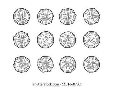 Tree rings icons vector illustration. Abstract age annual. Circle tree background