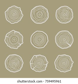 Tree rings icons vector illustration. Abstract age annual. Circle tree background