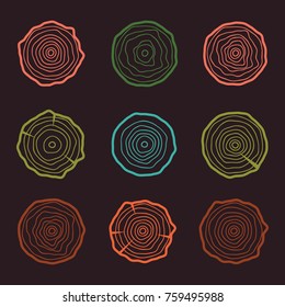 Tree rings icons vector illustration. Abstract age annual. Circle tree background