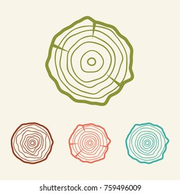 Tree rings icons vector illustration. Abstract age annual. Circle tree background