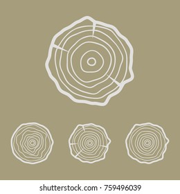 Tree rings icons vector illustration. Abstract age annual. Circle tree background