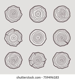 Tree rings icons vector illustration. Abstract age annual. Circle tree background