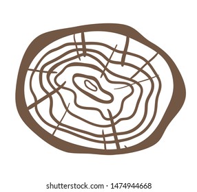 Tree rings on white. Abstract object on isolation background. Line art. Print for your design