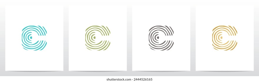 Tree Rings Pattern Letter Initial Logo Design C