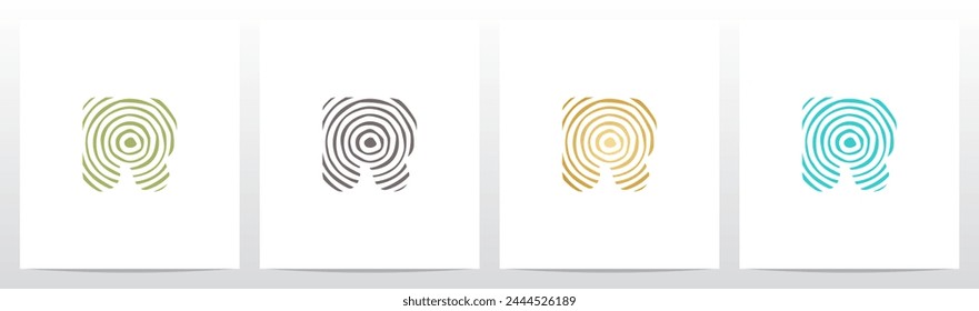 Tree Rings Pattern Letter Initial Logo Design R