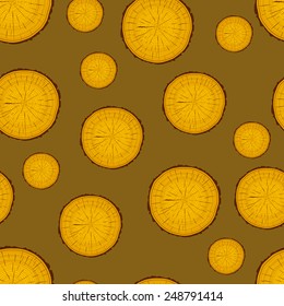 Tree rings saw cut tree trunk background. Seamless wallpaper. Vector illustration.