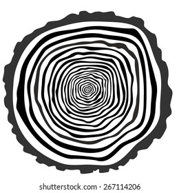 Tree rings. Saw cut tree trunk vector.
