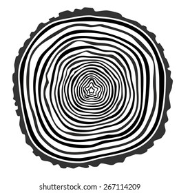Tree rings. Saw cut tree trunk vector.