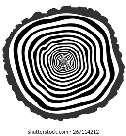 Tree rings. Saw cut tree trunk vector.