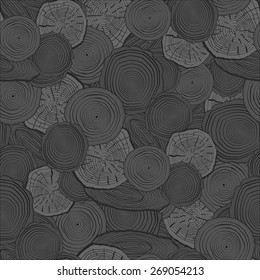 Tree rings saw cut tree trunk background. Seamless wallpaper. Vector