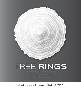 Tree rings with saw cut tree trunk - cut from paper concept background. Forestry and sawmill. Vector illustration - eps10