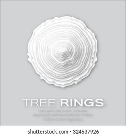 Tree rings with saw cut tree trunk - cut from paper concept background. Forestry and sawmill. Vector illustration - eps10