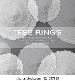 Tree rings with saw cut tree trunk - cut from paper concept background. Forestry and sawmill. Vector illustration - eps10