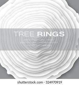Anillos de árbol con tronco de árbol cortado - cortado de fondo de concepto de papel. Silvicultura y aserradero. Ilustración vectorial - eps10