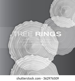 Tree rings with saw cut tree trunk - cut from paper concept background. Origami form forestry and sawmill. Applique Vector illustration - eps10